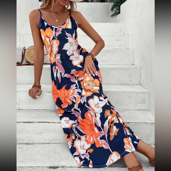 Boho floral print spaghetti straps maxi dress - Picture 5 of 6